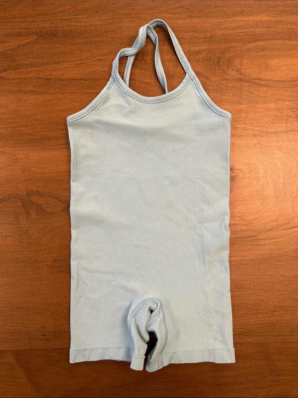 Light Blue Women's Ribbed Halter Romper